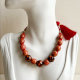 Handcrafted Jewelry Wooden Bead Crystal Necklace